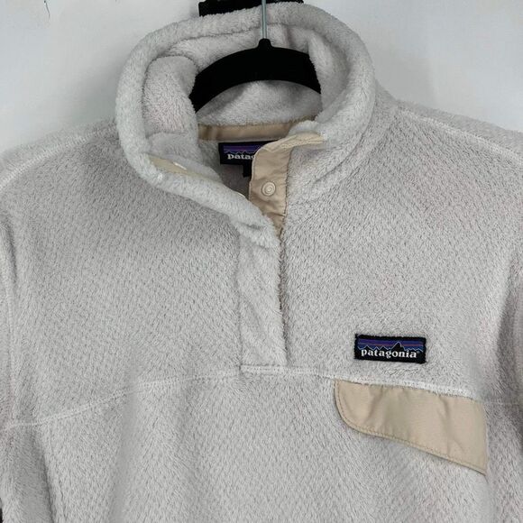 PATAGONIA Women's Re-Tool Snap-T Fleece Pullover white medium cozy soft jacket - Picture 5 of 11